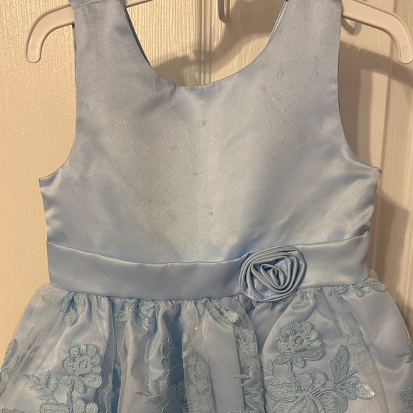 4T Light Blue Floral Lace Tulle Party Dress for Girls - Picture 2 of 2